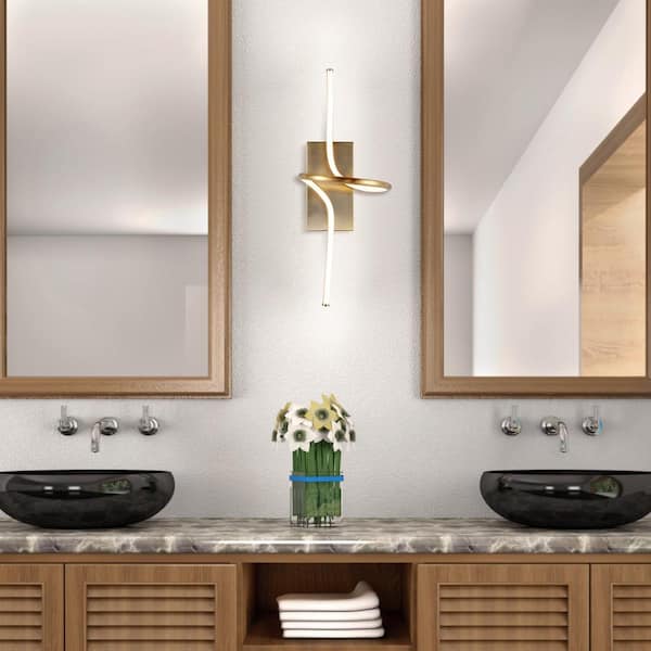 Sketch 9 in. Gold Minimalist Metal Integrated LED Vanity Light Sconce