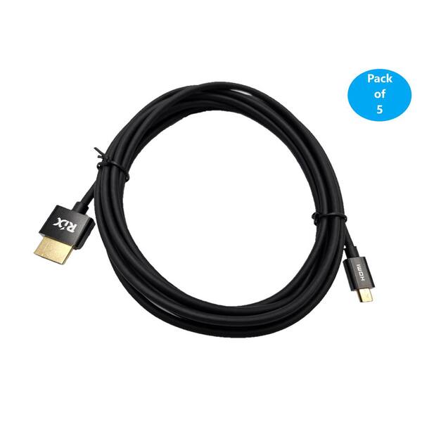 12 ft. HDMI to Micro HDMI 4K Ultra HD High-Speed with Ethernet Cables Black (5-Pack)