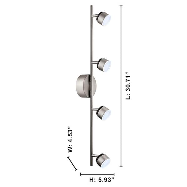 Armento 1 Collection 30.71 in. W 4-Light Satin Nickel Dimmable Integrated LED Track Lighting Kit with Adjustable Heads