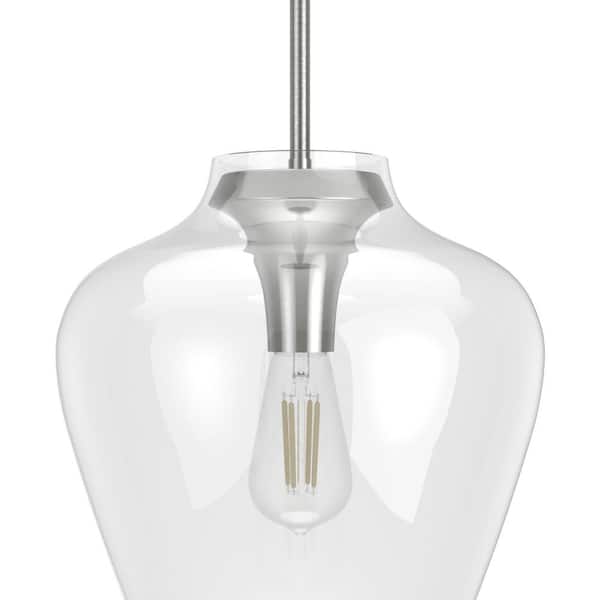 Vidria 1 Light Brushed Nickel Pendant with Glass Shade Kitchen Light