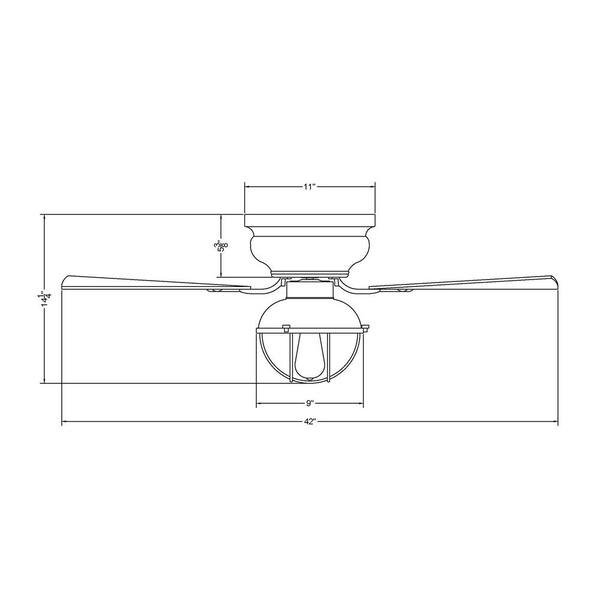 42 in. Industrial Flush Mount Black Ceiling Fan with Light Kit and Remote Control