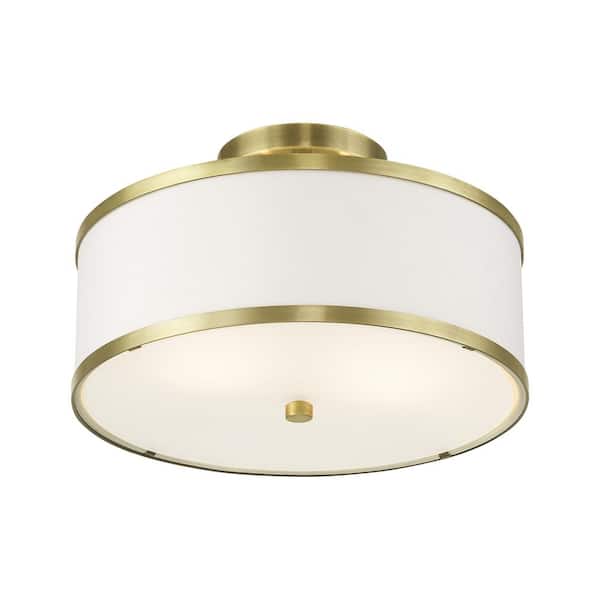 Cameron 2 Light Antique Brass Semi Flush Mount