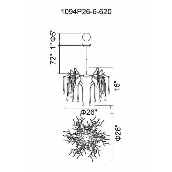 Anita 6 Light Chandelier With Black Finish