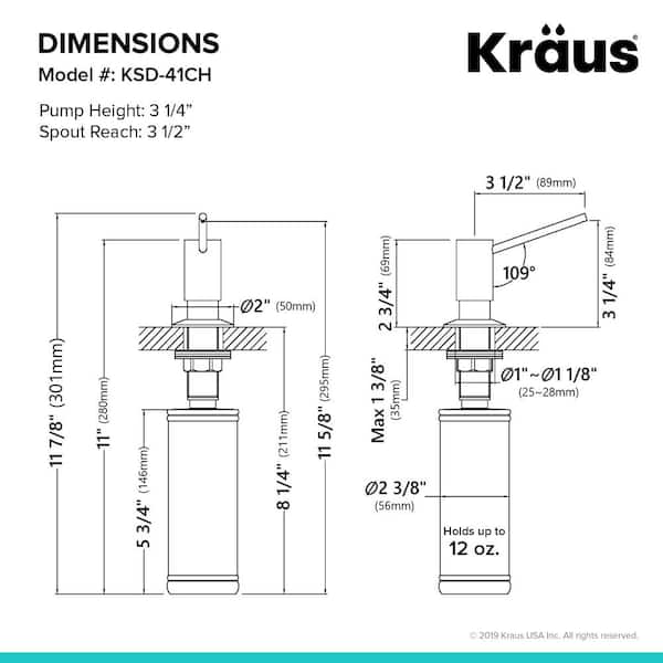 Kitchen Soap and Lotion Dispenser in Chrome