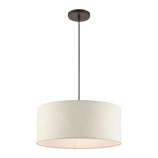 Whitney 3 Light English Bronze Drum Pendant