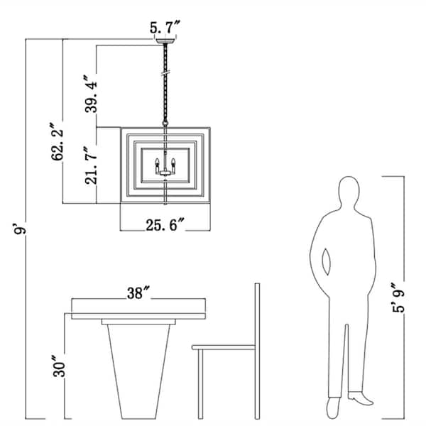 Alaska 4 -Light Lantern Square Chandelier