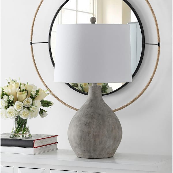 Tolen 26.25 in. Gray Table Lamp with White Shade