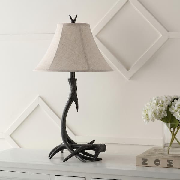 Antler 27.5 in. Black Rustic Resin LED Table Lamp