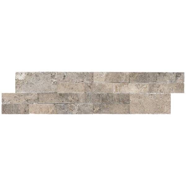 Trevi Gray Ledger Panel 6 in. x 24 in. Natural Travertine Wall Tile (6 sq. ft./Case)