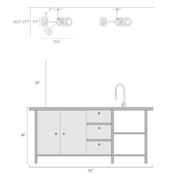 Modern Sputnik Ceiling Light 3-Light Electroplated Brass Semi-Flush Mount Light with Seeded Glass Shades