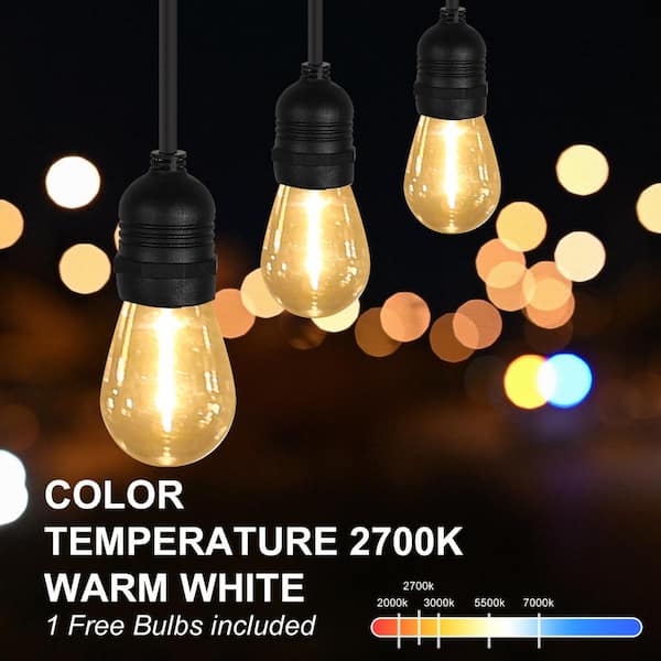 10-Light 32.8 ft. Outdoor Hardwired with S14 LED Light Bulbs Edison String-Light