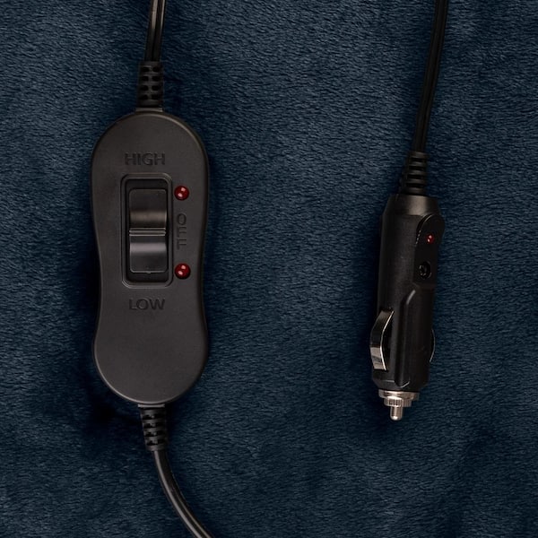 Heated Blanket - Portable 12-Volt Electric Travel Blanket for Car, Truck, or RV (Navy Blue)