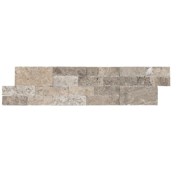 Trevi Gray Ledger Panel 6 in. x 24 in. Natural Travertine Wall Tile (6 sq. ft./Case)