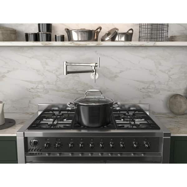 Braccia Series 24 in. Wall Mounted Pot Filler in Brushed Nickel