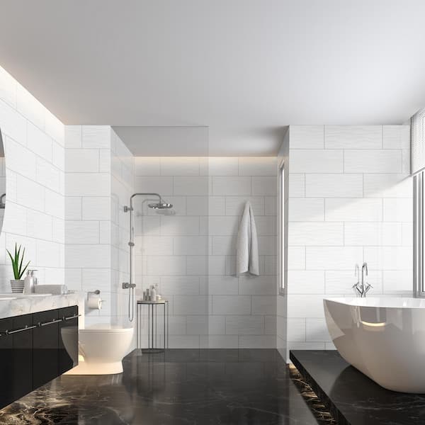 Wavy White 12 in. x 24 in. Glossy Ceramic Wall Tile (16 sq. ft./Case)