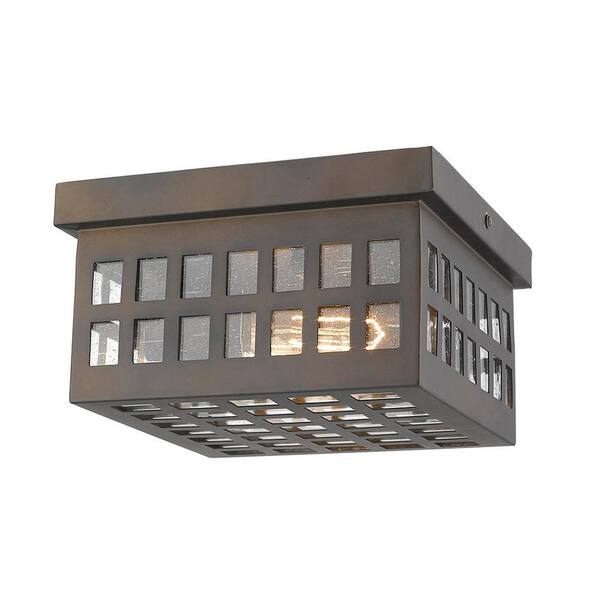 Letzel 2-Light Oil-Rubbed Bronze Outdoor Flush Mount