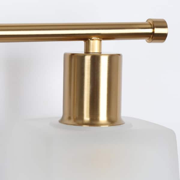 Modern Bathroom Vanity Light, 3-Light Black and Gold Powder Room Wall Sconces with Square Frosted Glass Shades