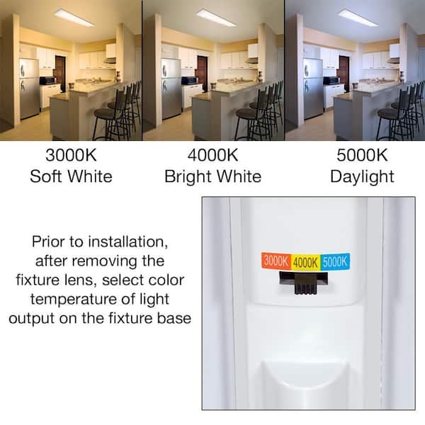 48 in. x 10 in. 4200 Lumens White Wood End Caps Integrated LED Panel Light 3000K 4000K 5000K Dimmable (12-Pack)