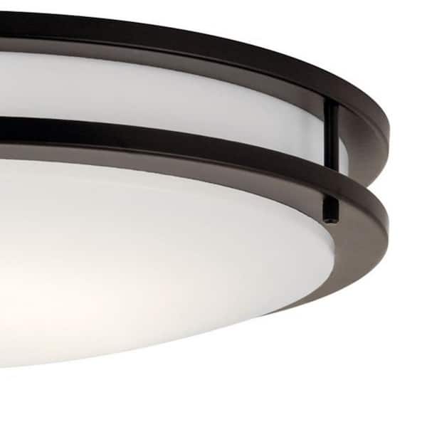 Independence 17.75 in. 1-Light Olde Bronze Integrated LED Transitional Hallway Flush Mount Ceiling Light