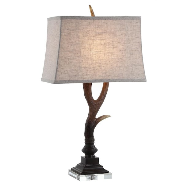Antler 29.5 in. Rustic Resin/Crystal LED Table Lamp, Brown/Clear