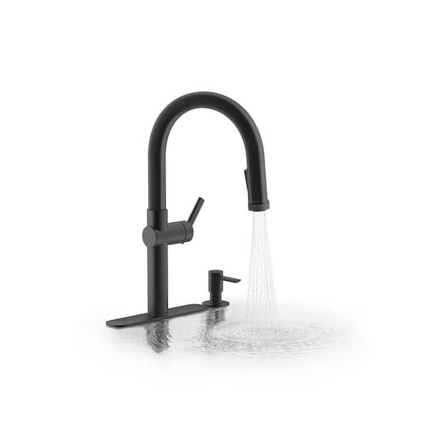 Rune Single-Handle Pull-Down Sprayer Kitchen Faucet in Matte Black