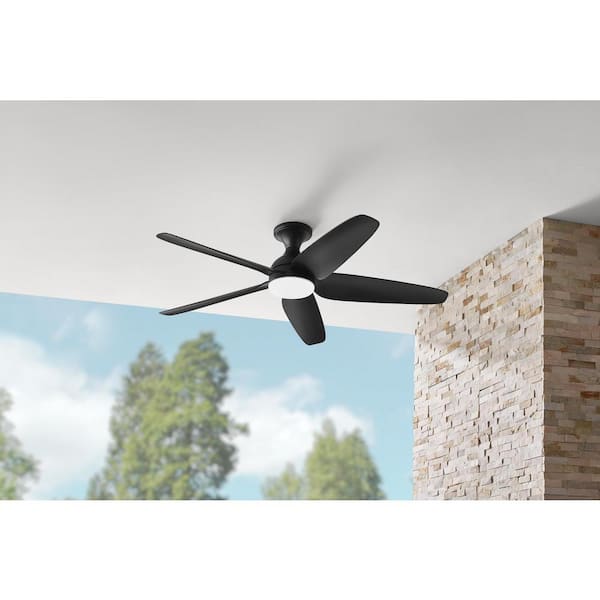 Ceva 54 in. Integrated CCT LED Indoor/Outdoor Matte Black Ceiling Fan with Light and Remote Control