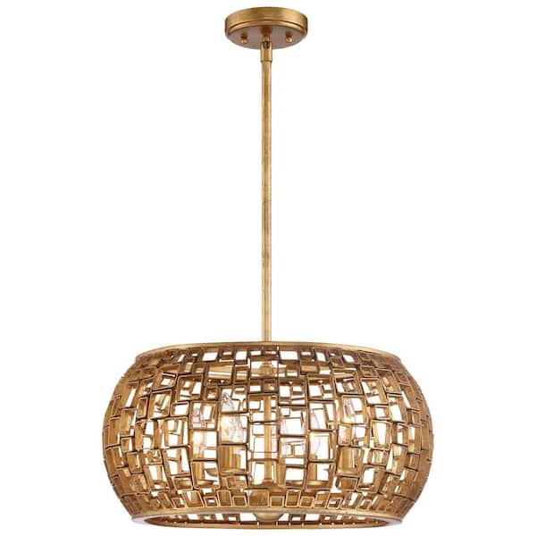 Abbondanza 20 in. 6-Light Halcyon Gold Semi Flush Mount