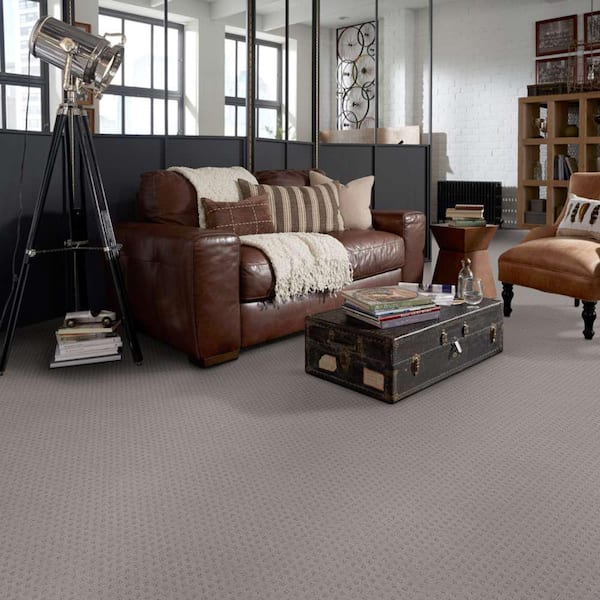 Crown - Bedrock - Gray 42.1 oz. Nylon Pattern Installed Carpet