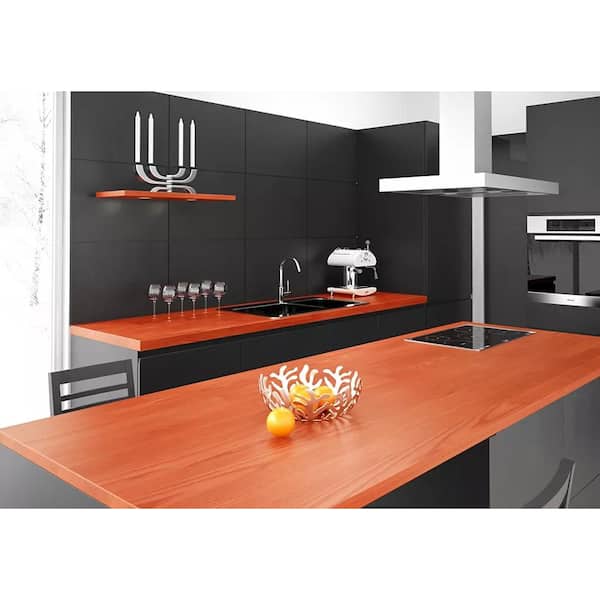 8 ft. L x 25 in. D, Karri Butcher Block Standard Countertop in Clear with Square edge