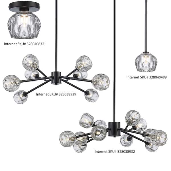 Sequoia 5 in. 1-Light Black Modern Semi Flush Mount Ceiling Light Fixture with Clear Glass Shade