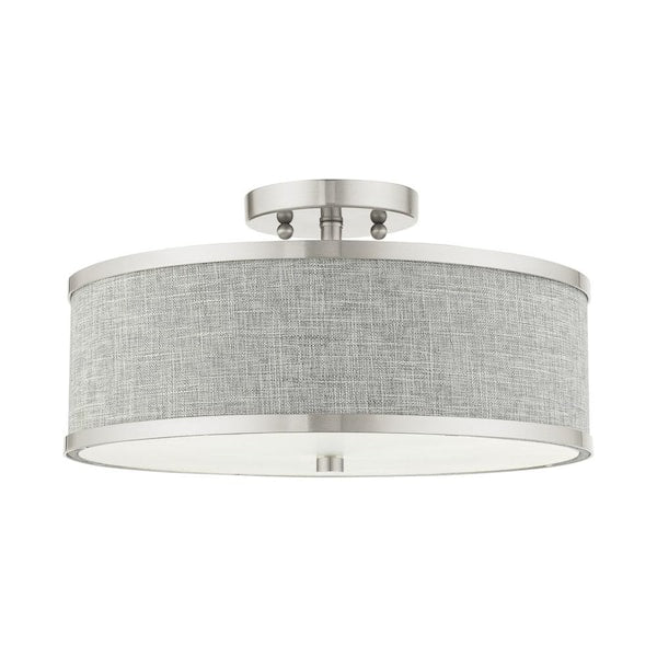 Park Ridge 3 Light Brushed Nickel Semi Flush Mount