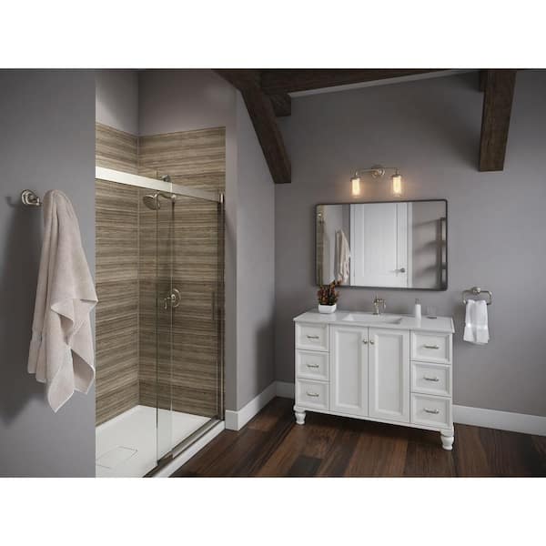 Artifacts 2 Light Brushed Moderne Brass Indoor Bathroom Wall Sconce, Downlight Position Only, UL Listed