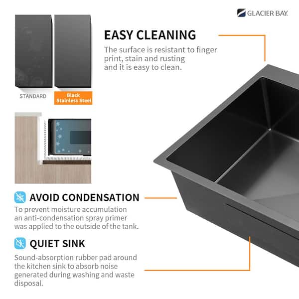 Gunmetal Black Stainless Steel 30 in. 18 Gauge Single Bowl Dual Mount Kitchen Sink with Black Spring Neck Faucet