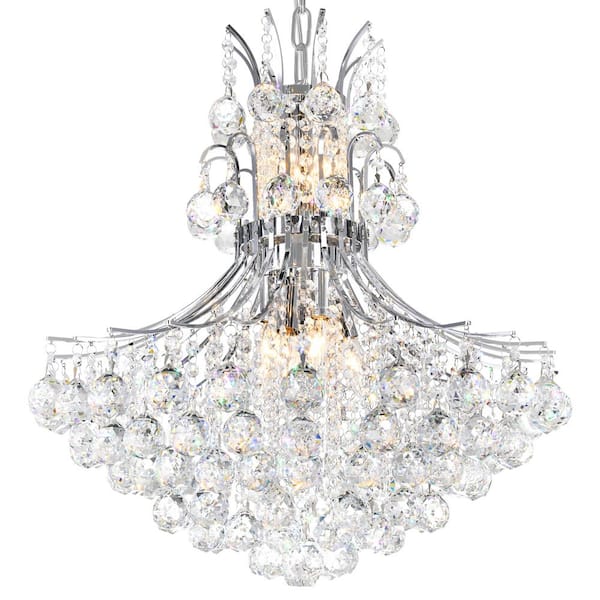 Princess 10 Light Down Chandelier With Chrome Finish