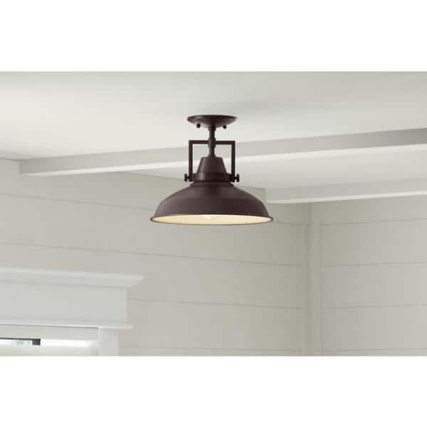 Wilhelm 12 in. 1-Light Bronze Semi-Flush Mount Fixture