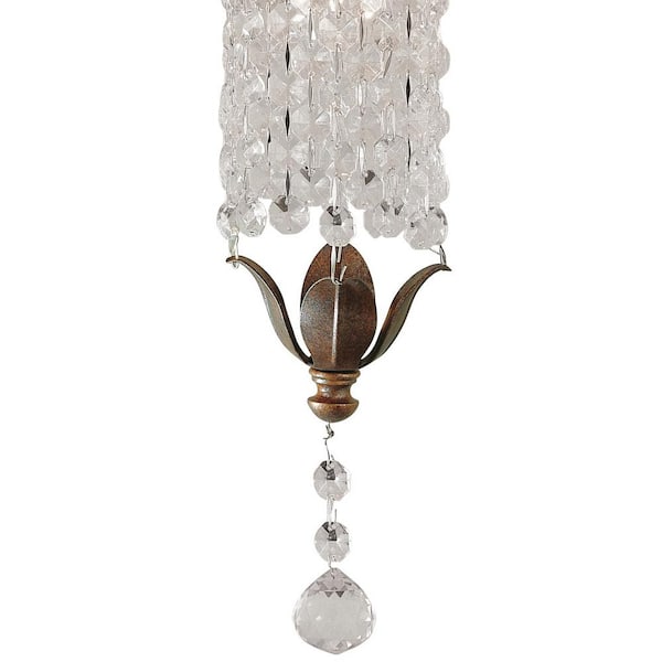 Maison De Ville 5 in. W x 14 in. H 1-Light British Bronze French Country Sconce with Crystal and Bead Accents