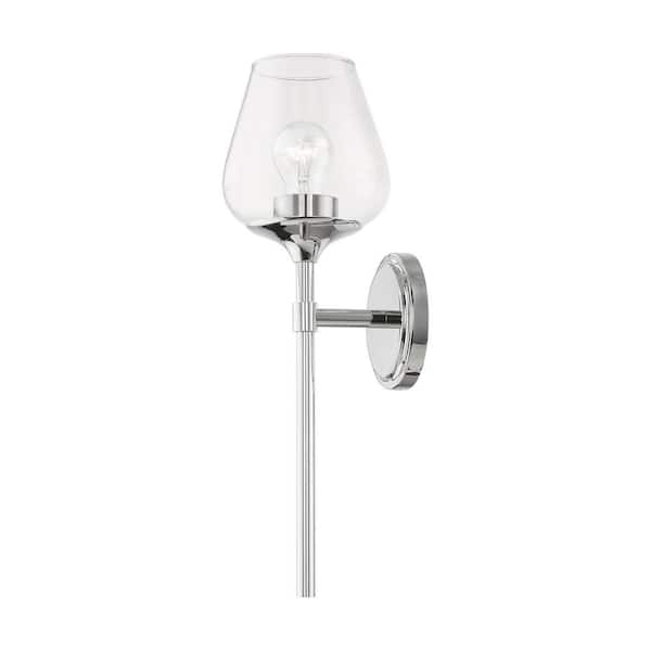 Willow 1-Light Polished Chrome Wall Sconce with Clear Glass