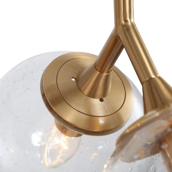 Farmhouse Black Kitchen Chandelier, 28.5 in. 6-Light Mid-Century Modern Plated Gold Dining Room Island Globe Chandelier