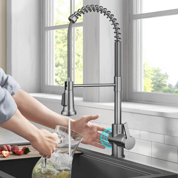 Britt Touchless Sensor Commercial Pull-Down Single Handle Kitchen Faucet in Spot Free Stainless Steel