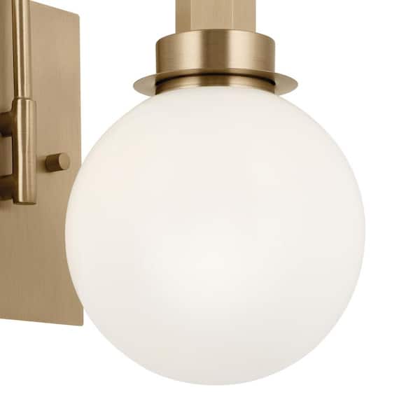 Hex 11.5 in. 1-Light Champagne Bronze Bathroom Wall Sconce Light with Opal Glass Shade