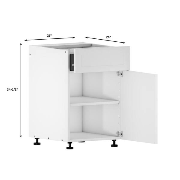 Quick Assemble Modern Style with Soft Close, White Shaker Base Kitchen Cabinet 1 Drawer (21 in W x 24 in D x 34.50 in H)