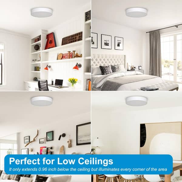 11.81 in. Round White Modern Integrated Selectable LED Flush Mount Lighting Fixture, Color Temperature Adjustable