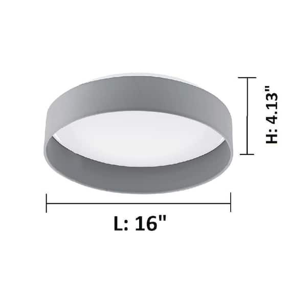 Palomaro 16 in. W x 4.125 in. H Black LED Flush Mount with Linen Drum Shade