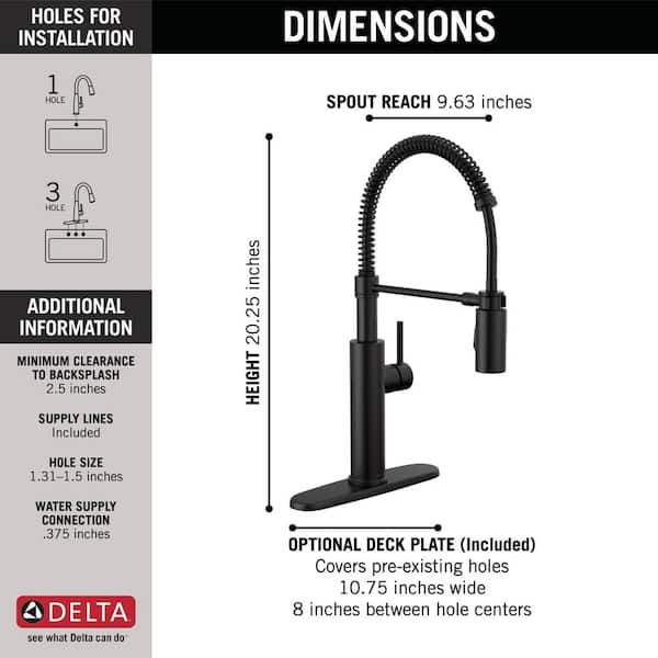 Antoni Single-Handle Pull-Down Sprayer Kitchen Faucet with Spring Spout in Matte Black