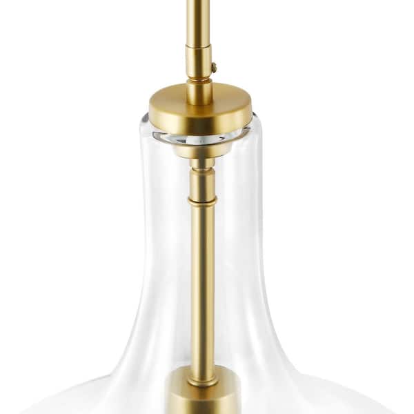 Sienna 1-Light Brushed Brass/Clear Pendant with Glass Shade