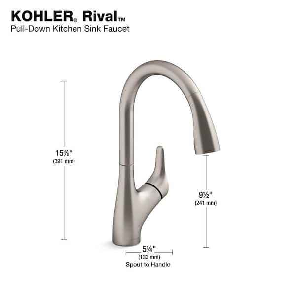 Rival Single Handle 2-Spray Patterns Pull-down kitchen sink faucet in Vibrant Stainless