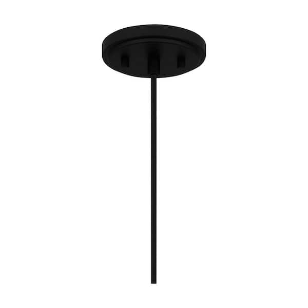 Highler 1-Light Matte Black Pendant with Matte Black Rattan Shade