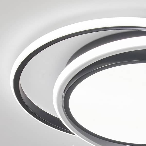 18.89 in. 3-Light Black Modern Smart Circle 42-Watt Integrated LED Flush Mount Ceiling Lighting