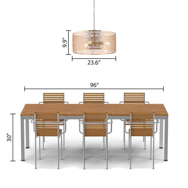 Juliet 3-Light Gold Metal Drum-Shade Hanging Chandelier