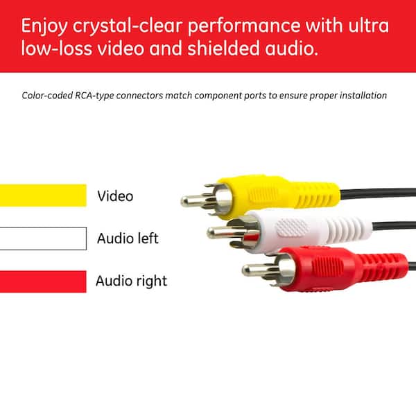 6 ft. Composite RCA Audio/Video Cable with Red, White, and Yellow Ends, 4-Pack
